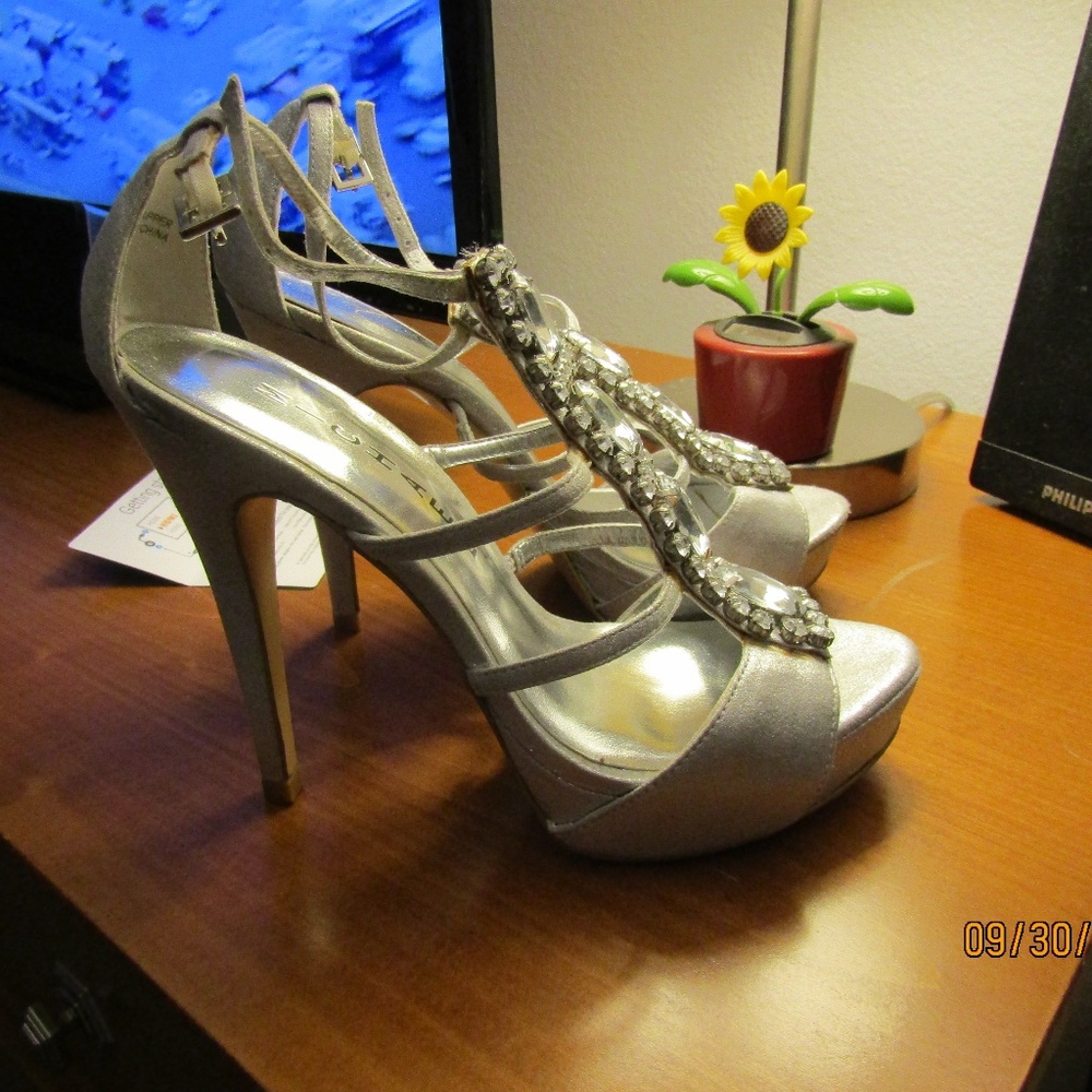 Silver and Rhinestone Heels